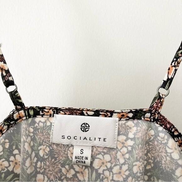 Socialite Women's Multi Color Floral Cowl Neck Silky Mini Dress S - Picture 3 of 5